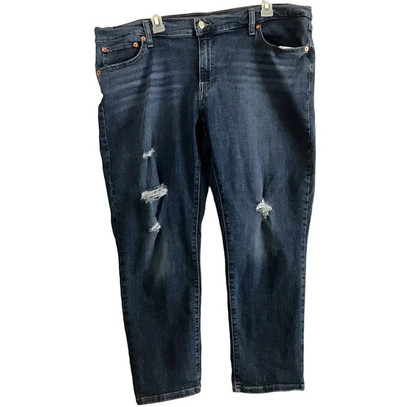 Levis Strauss Womens Boyfriend size 34 Dark BlueDenim Jeans - Picture 1 of 16